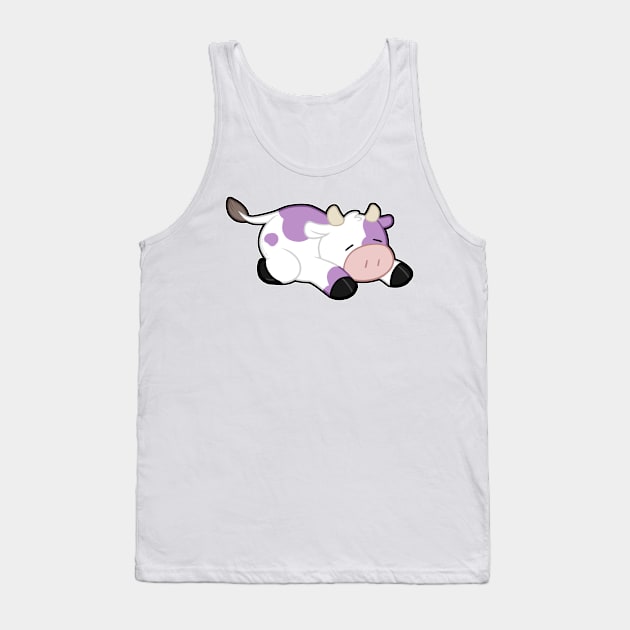 Sleepy Cow - Purple Tank Top by MissOstrich